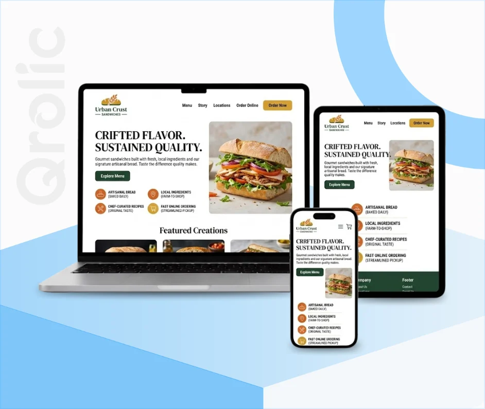 Sandwich Shop Website Design and Development Service — SEO Content Package Sandwich shop website design and development services by Qrolic Technologies