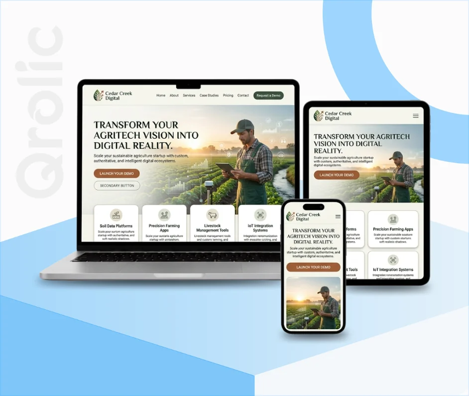 AgriTech Website Design & Development Services AgriTech startup website design and development services shown on a laptop screen