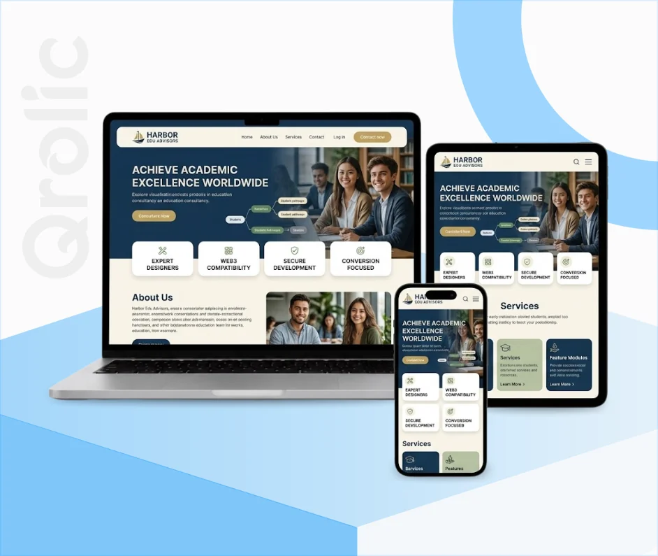 Education Consultant Website Design and Development Services Education consultant website design and development services showcasing booking flows and student portals