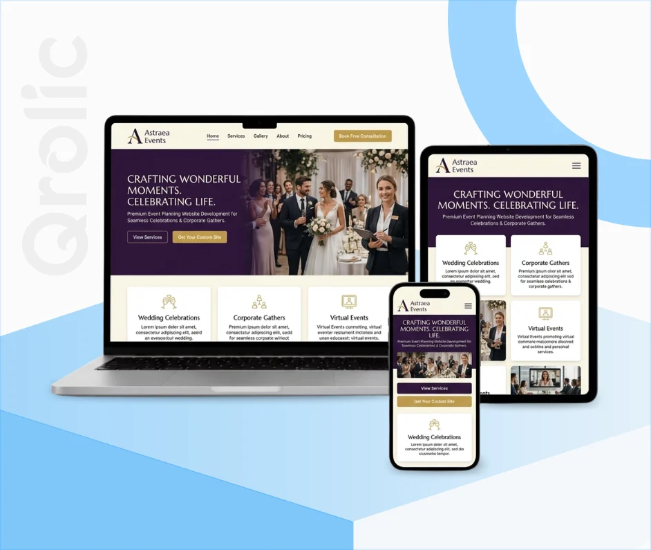 Event Planning Website Design & Development Service Event planning website design and development services showing an interactive schedule and ticketing system
