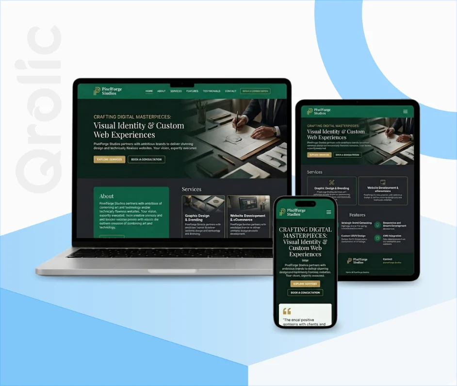 Graphic design studio website design and development services portfolio homepage
