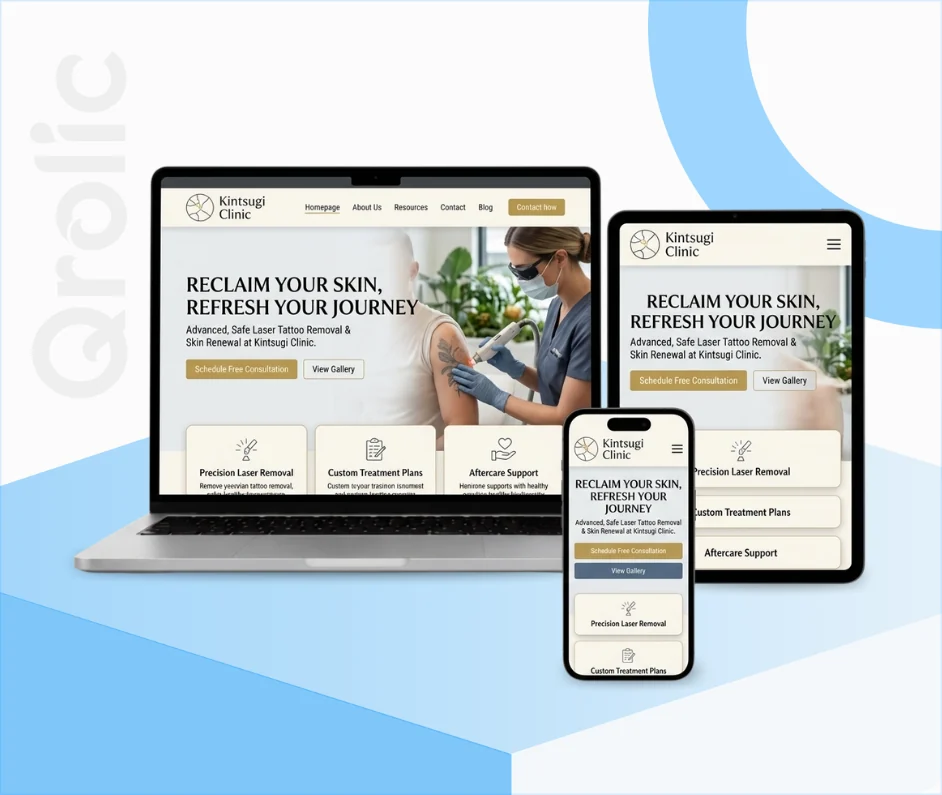 Tattoo Removal Clinic Website Design and Development Services Tattoo removal clinic website design and development services showing a before-and-after gallery and booking form