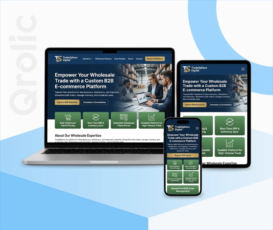  Wholesale trade website design and development services showing a B2B portal with bulk ordering
