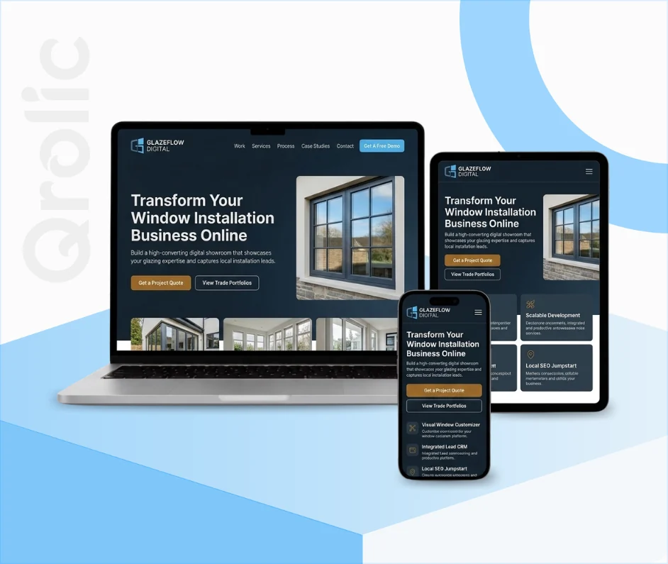Window Installation Website Design & Development Service Window installation website design and development services showing a project gallery and quote calculator