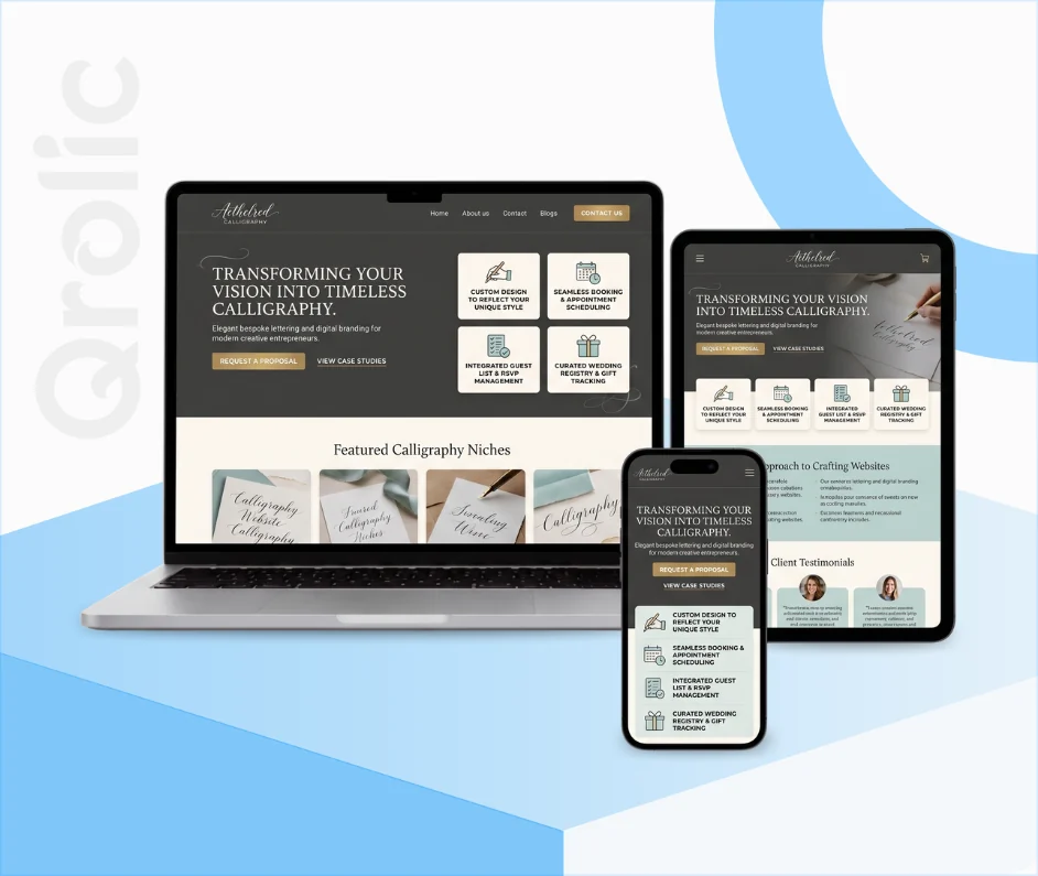 Calligrapher Website Design & Development Service Calligrapher website design and development services by Qrolic