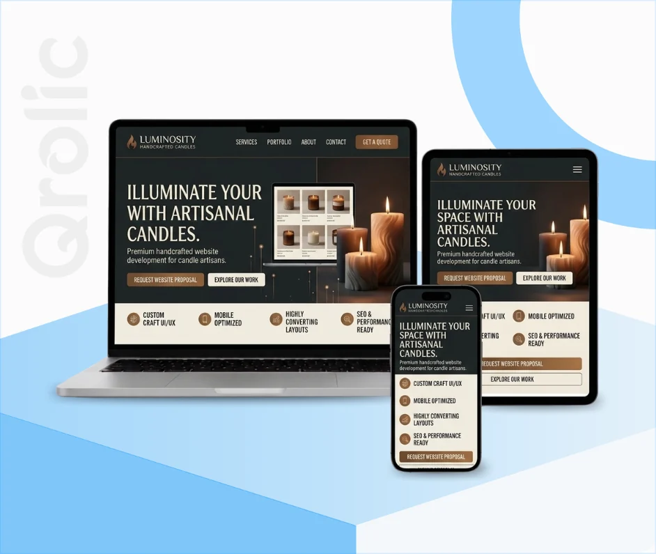 Candle shop website design and development services by Qrolic