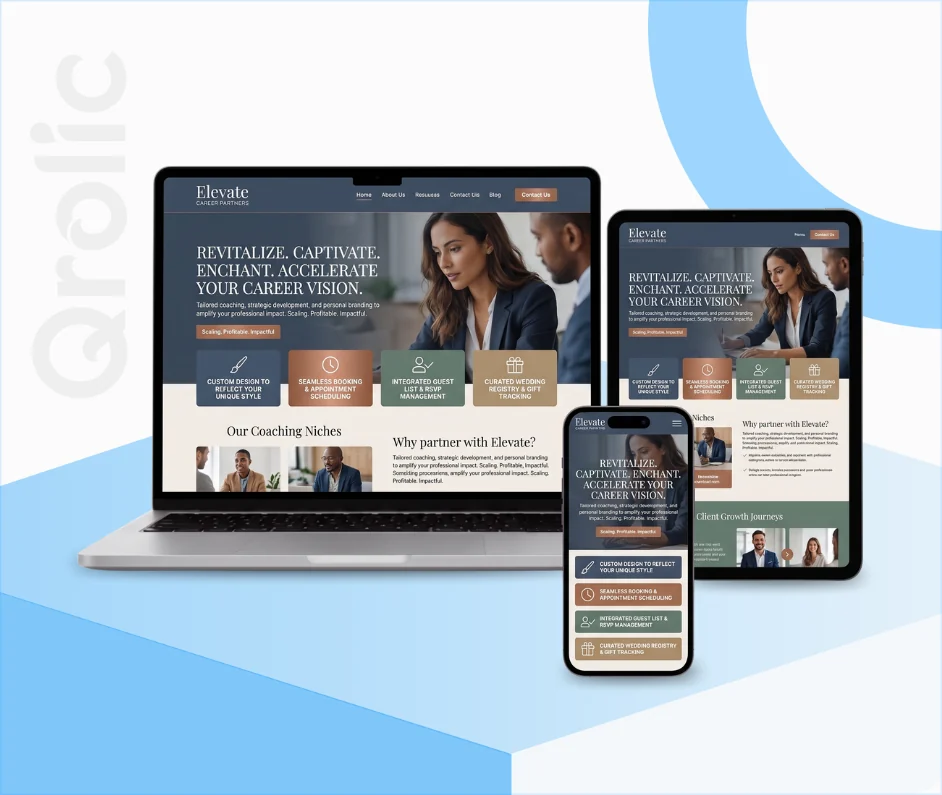 Career coach website design and development services by Qrolic
