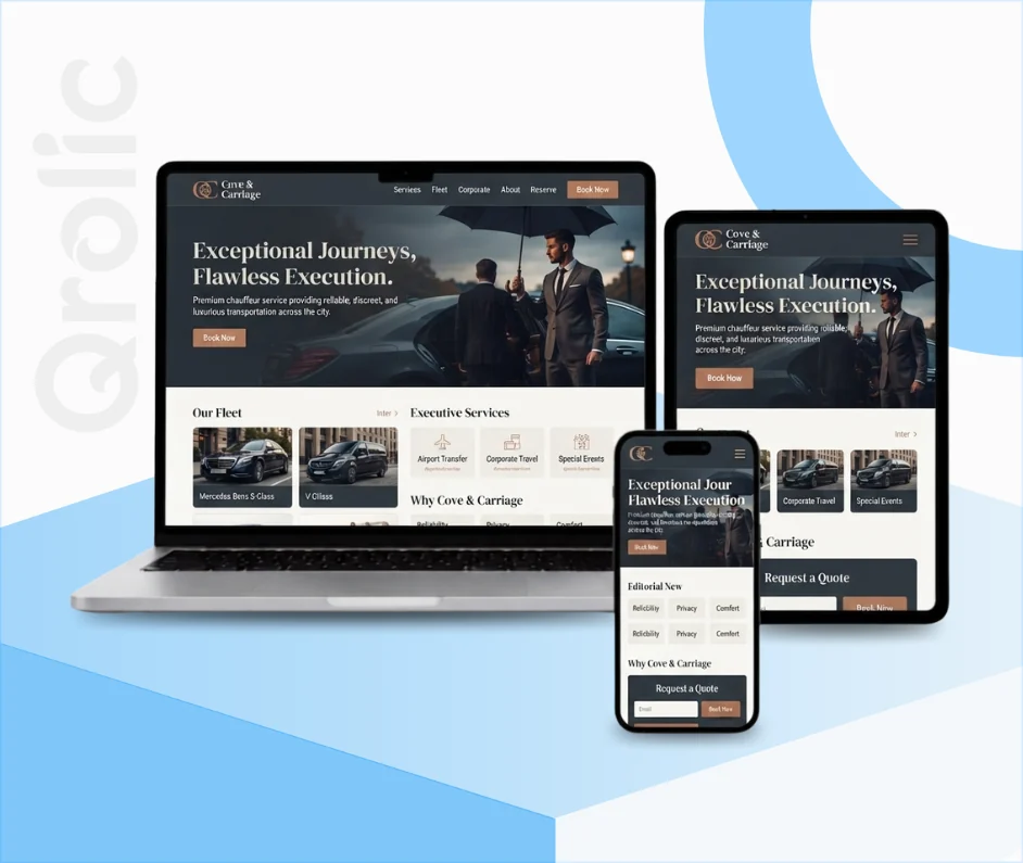 Chauffeur website design and development services with secure booking and fleet management

