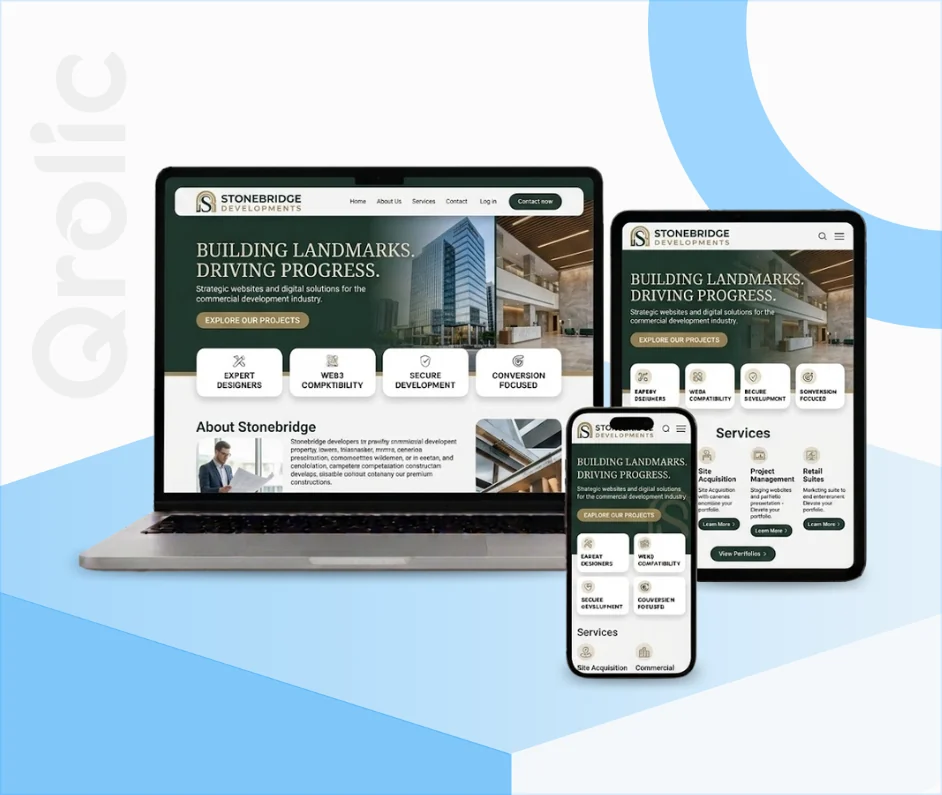  Commercial property developer website design and development services by Qrolic

