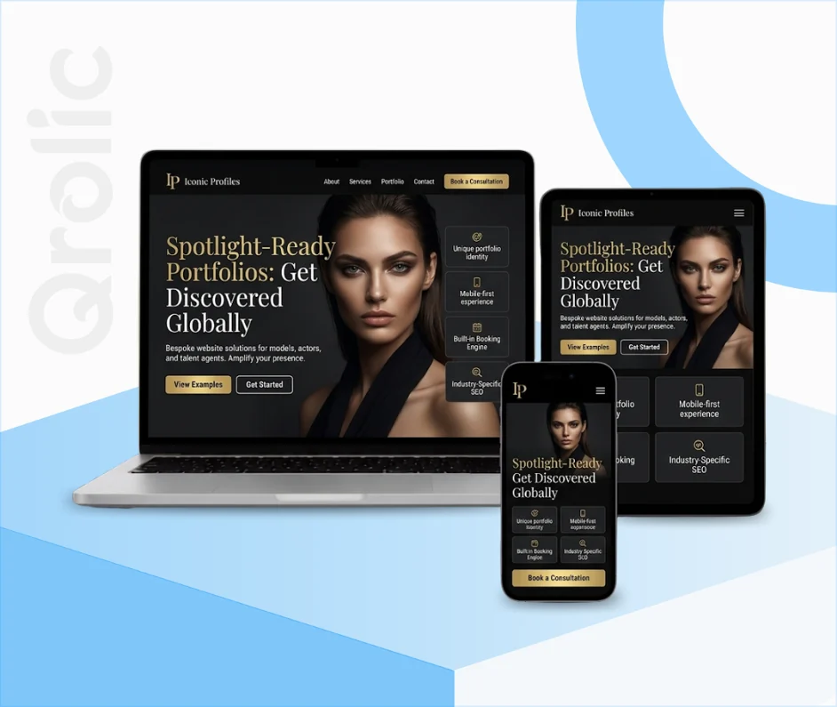 Model portfolio website design and development services showing a high-impact, agency-ready gallery site