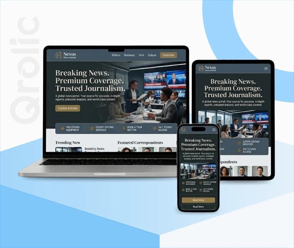 News Portal Website Design & Development Service News portal website design and development services showing a fast, scalable digital publishing platform