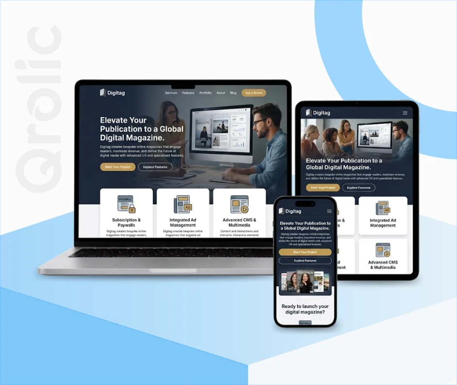 Online Magazine Website Design and Development Services Online magazine website design and development services showing a fast, reader-focused publishing platform