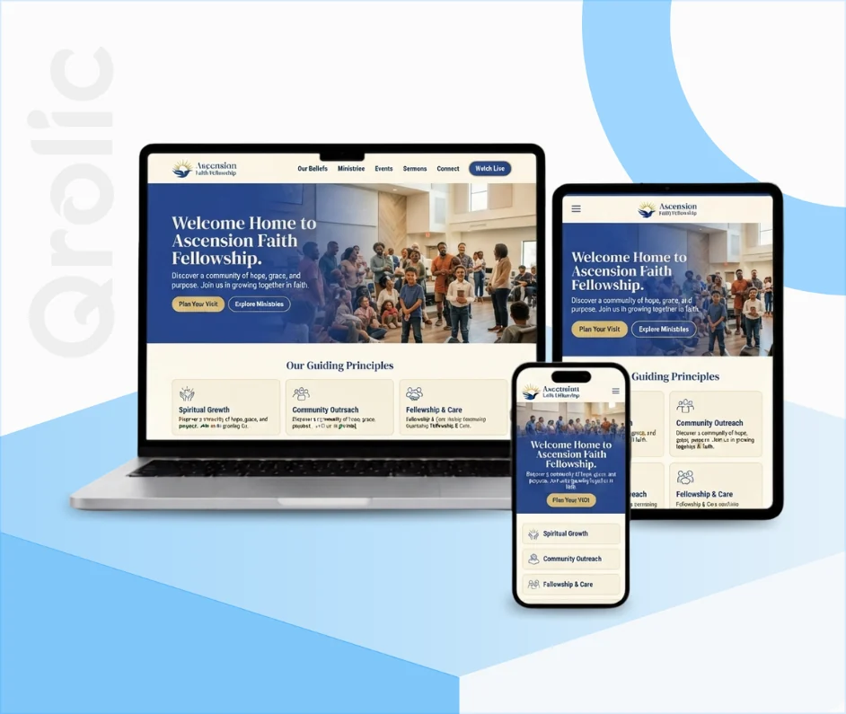 Religious Organization Website Design and Development Religious organization website design and development services by Qrolic