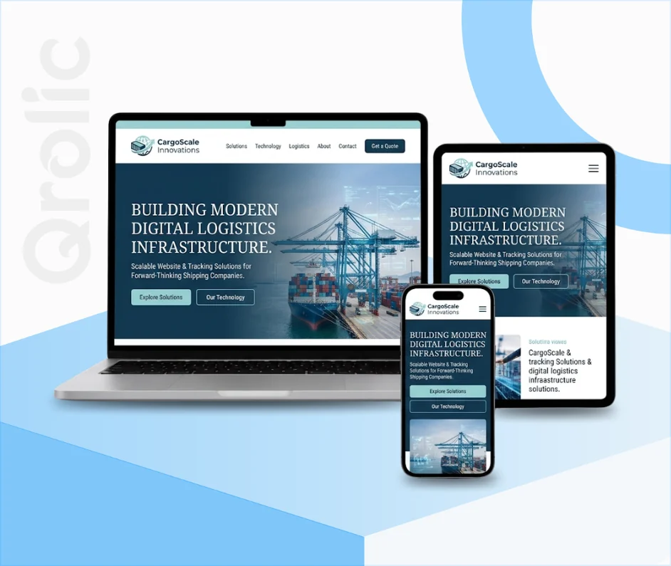 Shipping Company Website Development Service Shipping company website design and development services interface showing shipment tracking and booking tools