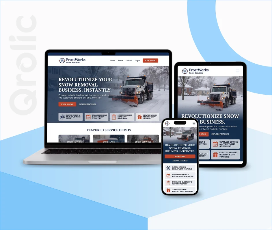 Snow Removal Website Design & Development Service Snow removal website design and development services homepage with booking-ready layout