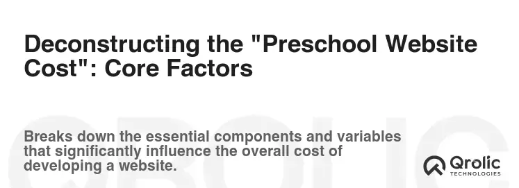 Deconstructing the "Preschool Website Cost": Core Factors Deconstructing the "Preschool Website Cost": Core Factors