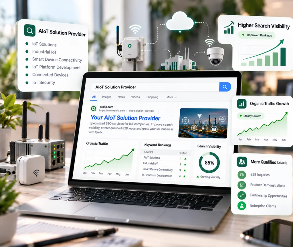 IoT SEO services showing a structured search strategy that improves visibility for IoT and connected device companies