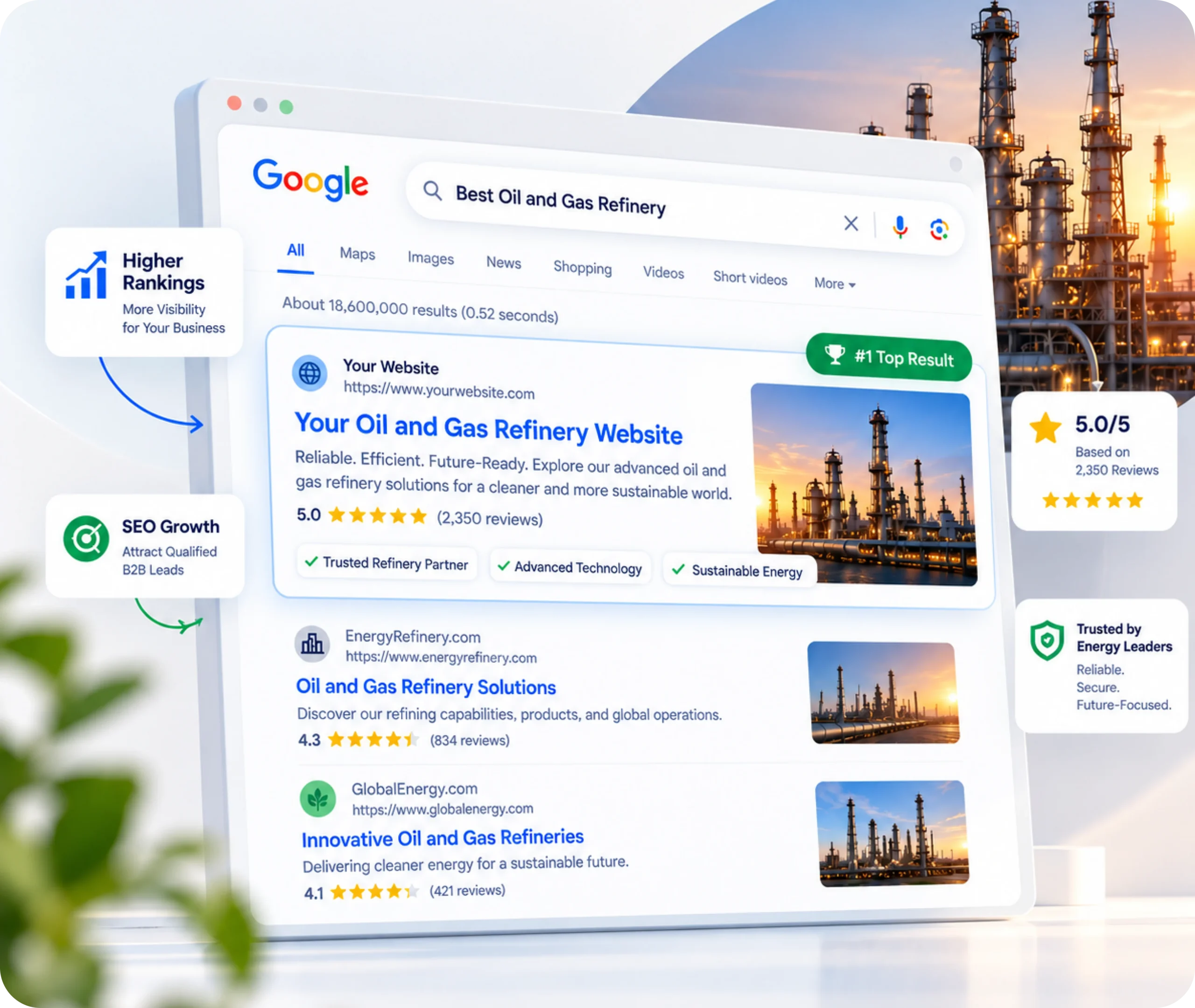 Oil and gas company SEO services showing a structured search strategy that helps the right buyers find the business through measurable search visibility