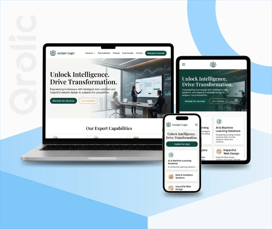 AI and data solutions website design and development services by Qrolic

