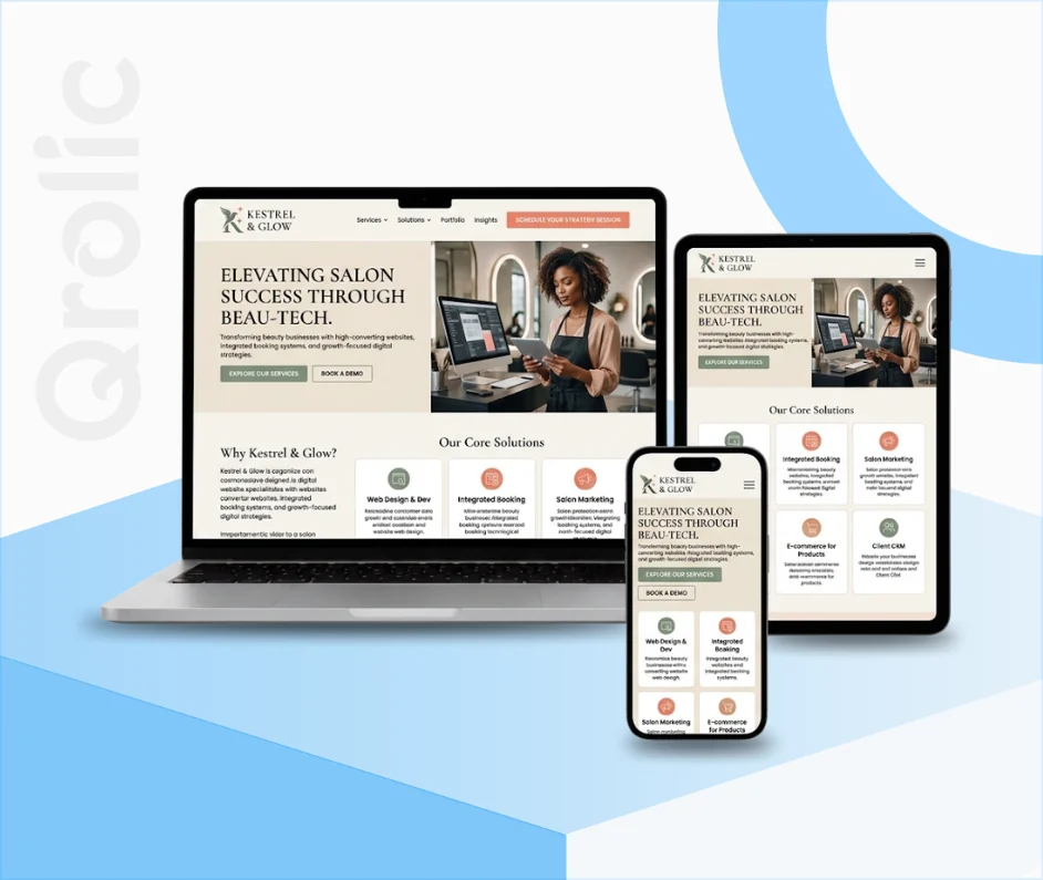 Beauty salon website design and development services by Qrolic
