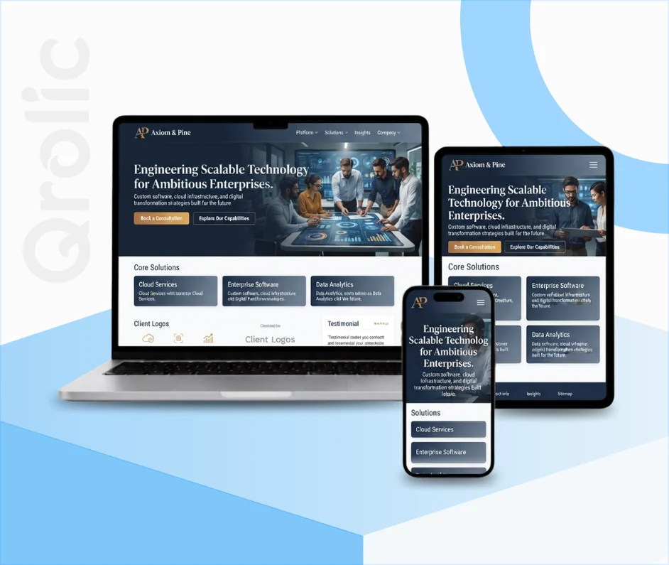 Business Tech Website Design and Development Business tech website design and development services by Qrolic