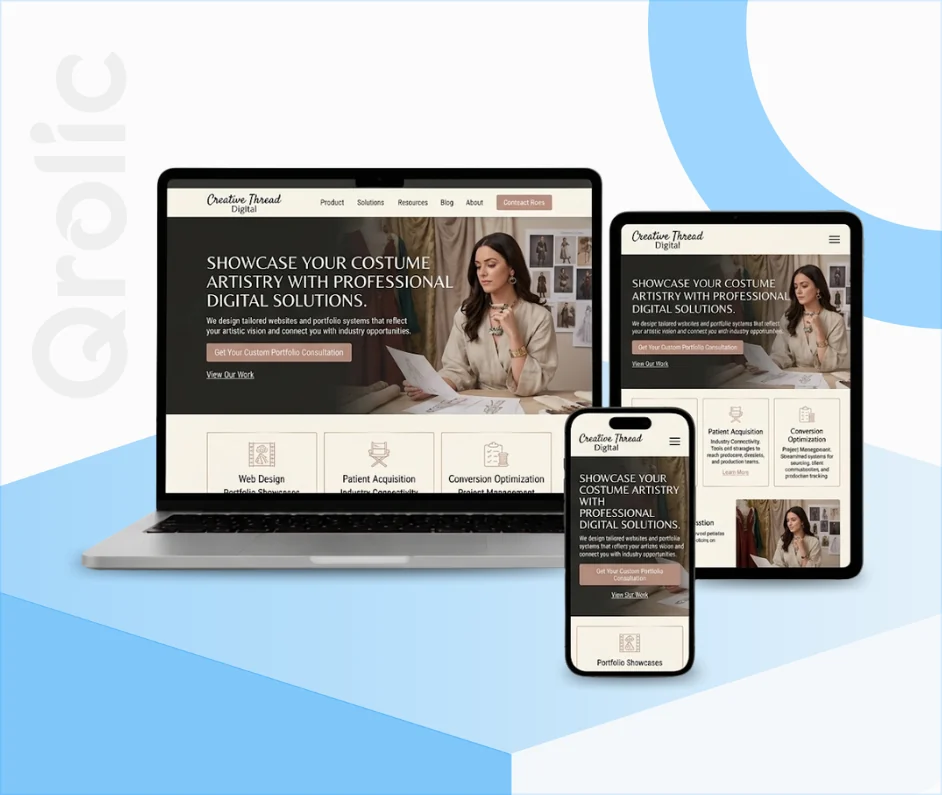 Web Design Services for Professional Costume Designers Costume designers website design and development services by Qrolic