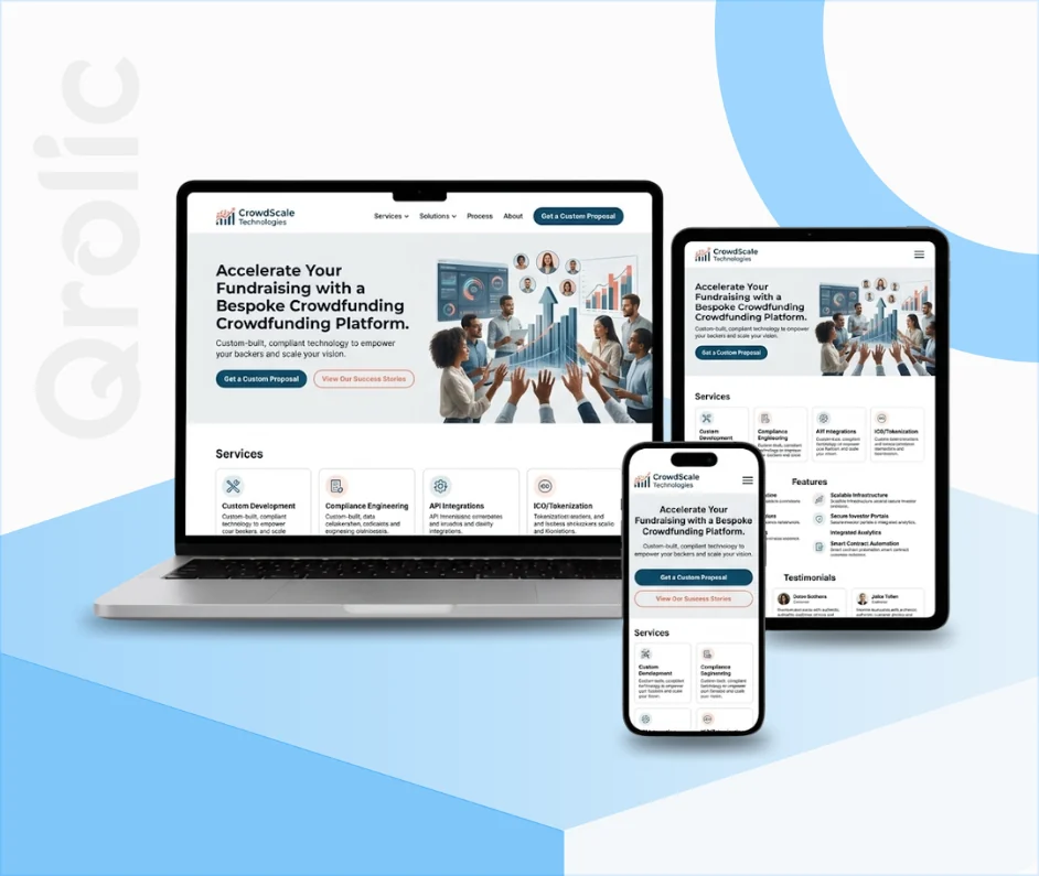 Crowdfunding Platform Website Design and Development Crowdfunding platform website design and development services showing a campaign dashboard and payment flow