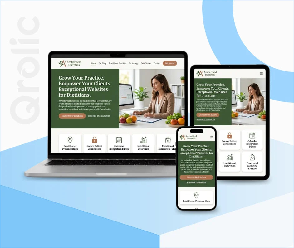 High-Converting Websites Built for Registered Dietitians Dietitian website design and development services showing client booking and nutrition plan portal features
