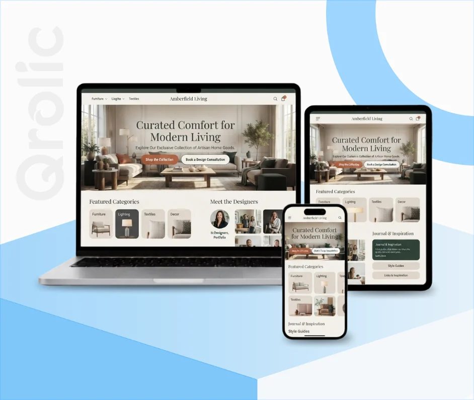 Home Decor & Lifestyle Website Design and Development Home decor and lifestyle website design and development services by Qrolic