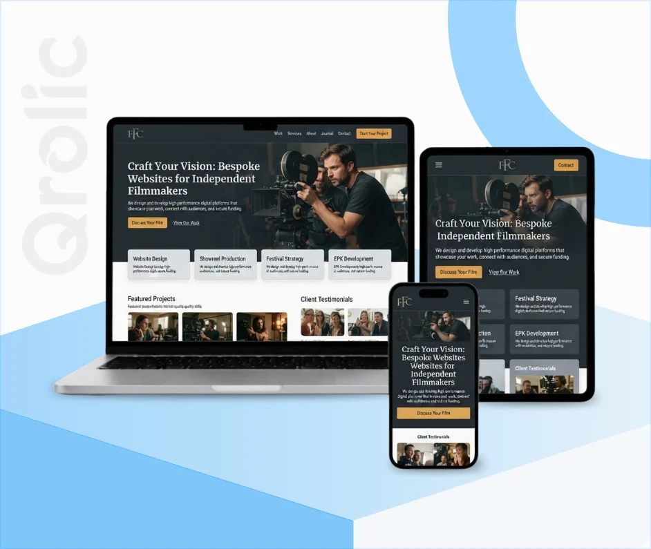 Independent filmmaker website design and development services by Qrolic
