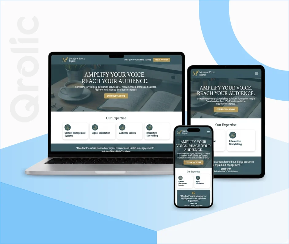 Media and publishing website design and development showing content distribution and paywall tools
