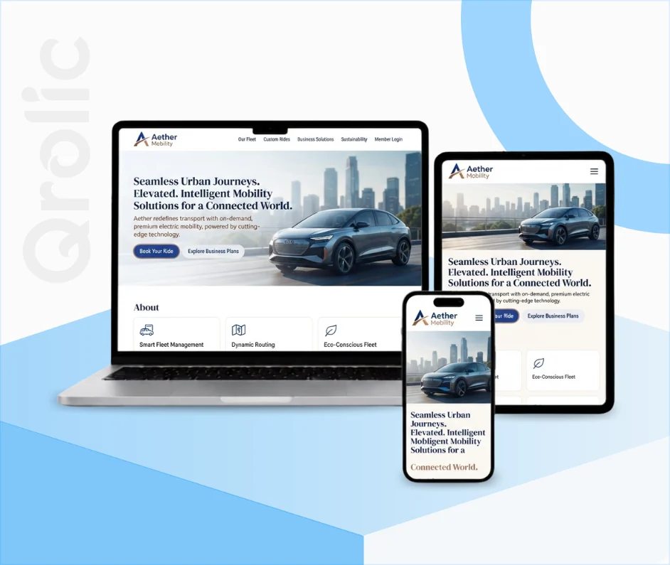 Mobility Services Website Design and Development Services Mobility services website design and development services showing a fleet booking platform interface