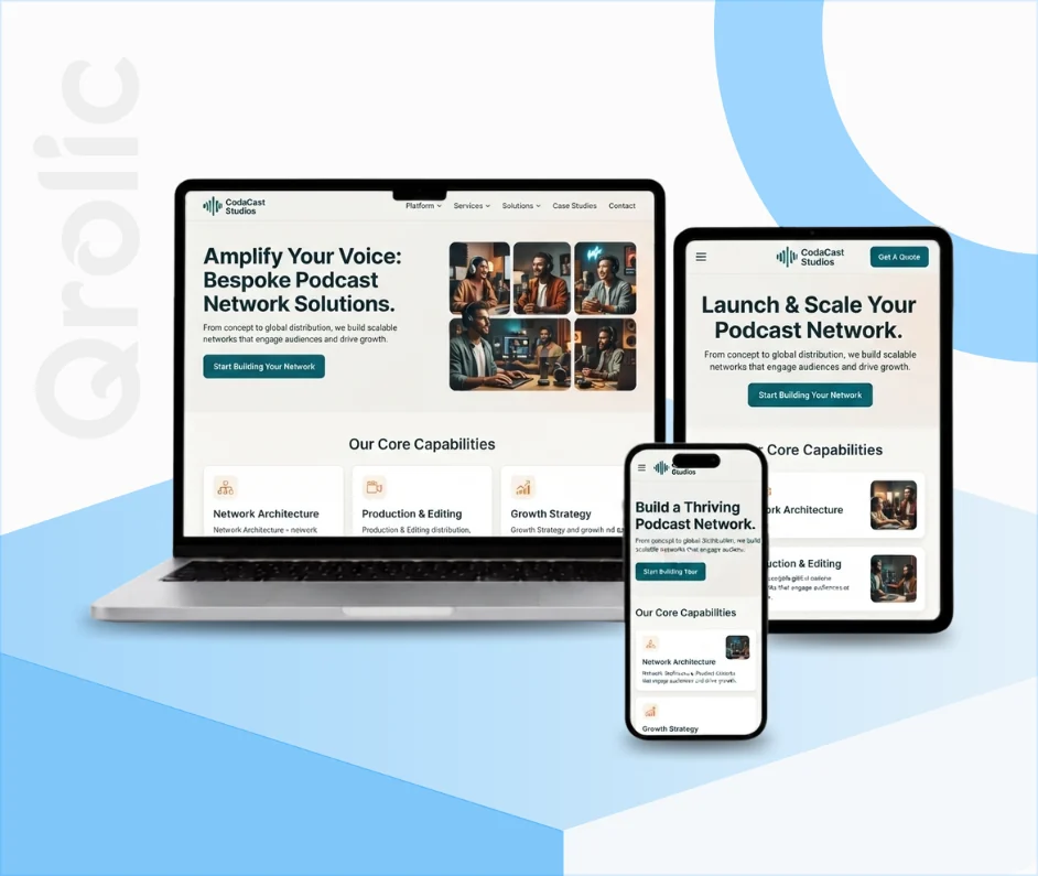 Podcast Network Website Design and Development Services Podcast network website design and development services by Qrolic