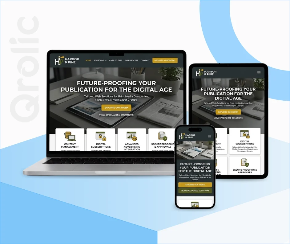 Website design and development services for print media digital publishing and paywalls