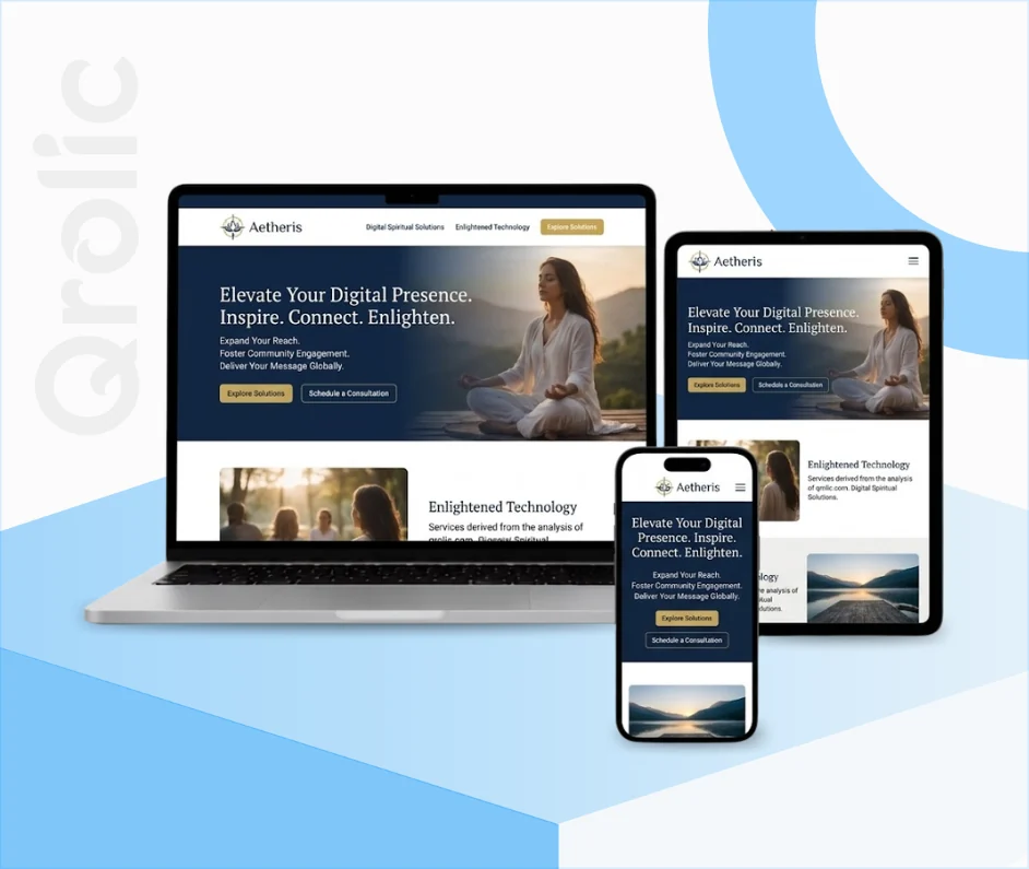 Religion & Spirituality Solutions Website Design Service Religion and spirituality website design and development services showing sermon streaming and community pages by Qrolic