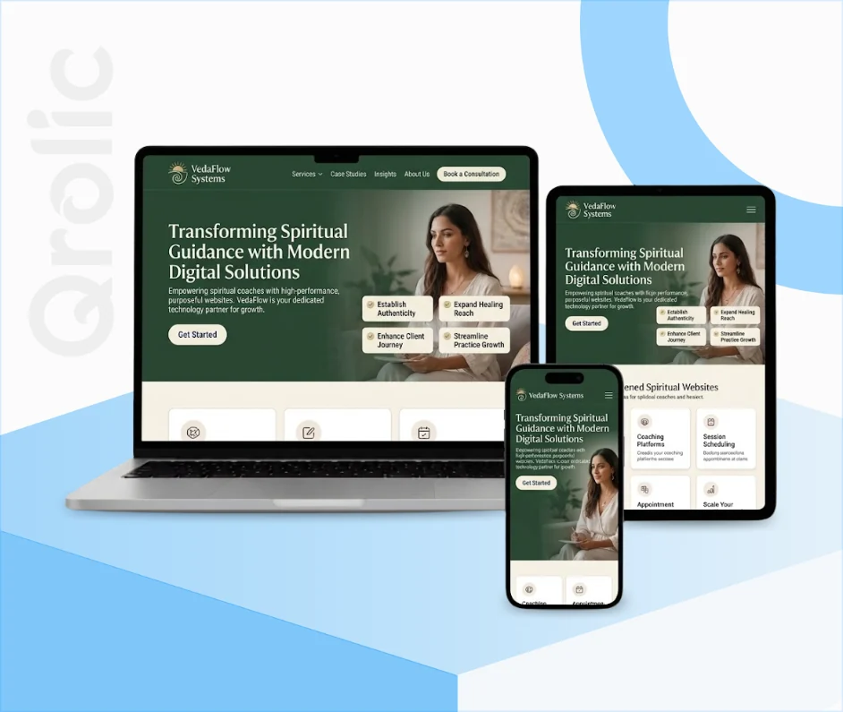 Spiritual coaches website design and development services showing a serene client scheduling page
