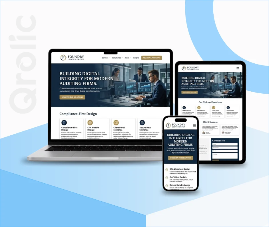 Auditing Firm Website Design and Development Auditing firm website design and development services by Qrolic