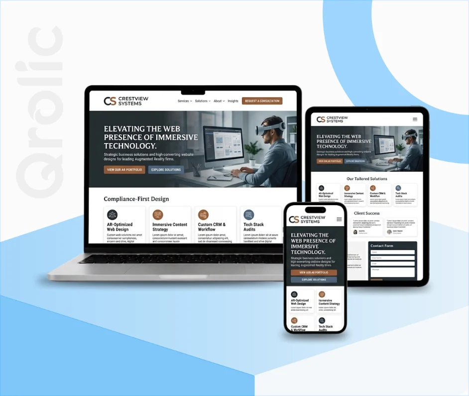Augmented reality firm website design and development services by Qrolic

