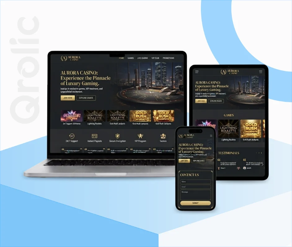 Casino website design and development services showing game management and secure payment integration