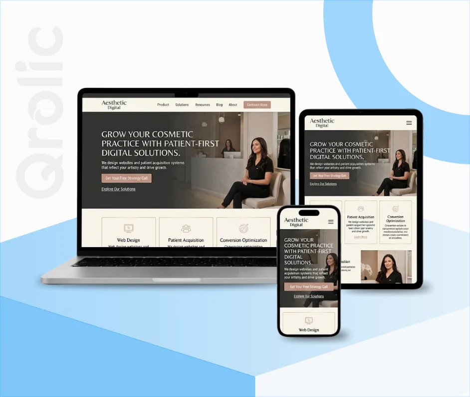 Cosmetic clinic website design and development services by Qrolic