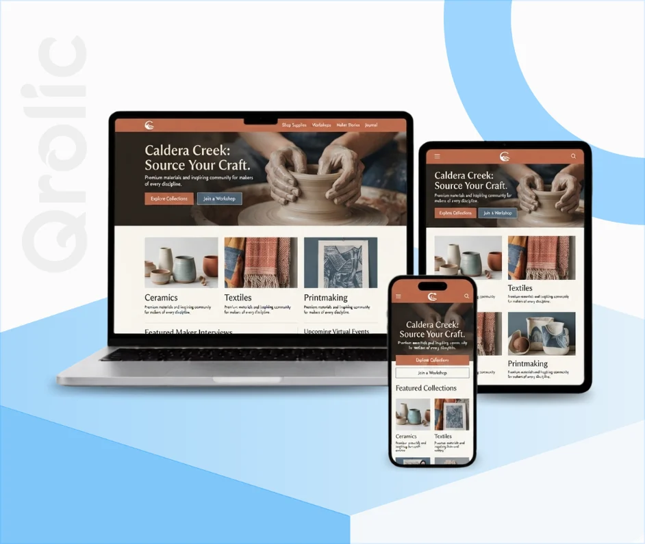 Craft stores website design and development services showing a product gallery and secure checkout
