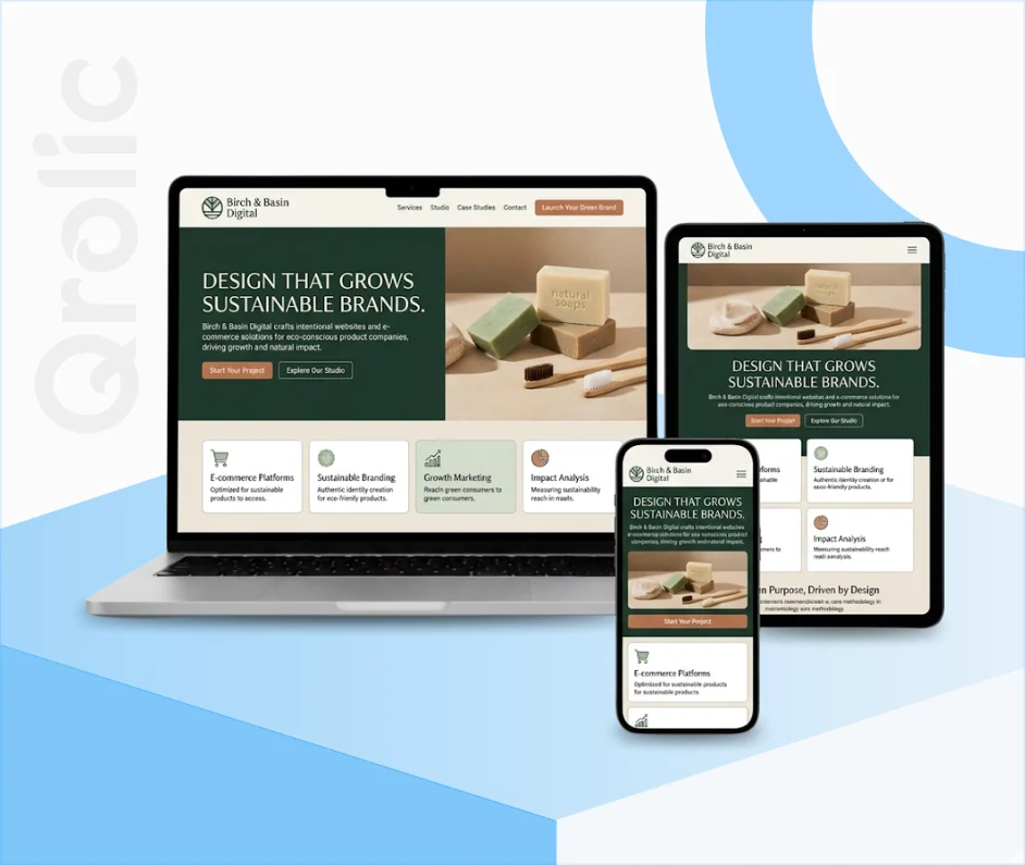 Eco-friendly products website design and development services showing sustainable product storytelling features