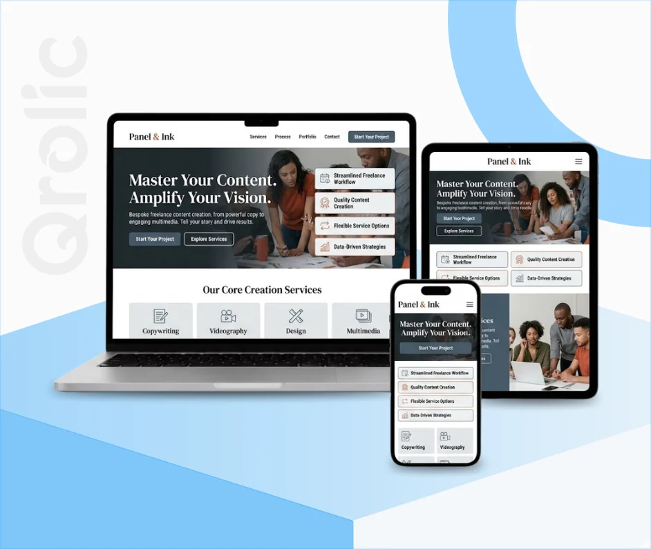 Freelancing & Content Creation Website Design and Development Freelancing and content creation website design and development services showing a portfolio showcase
