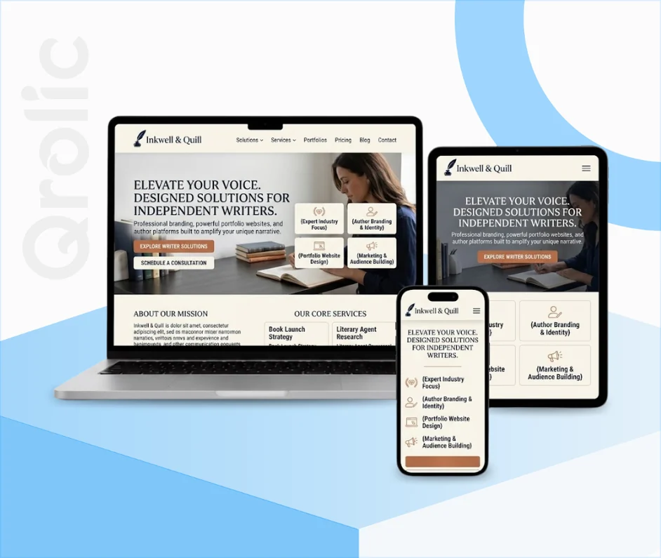 Independent writers website design and development services with book portfolio and reader tools