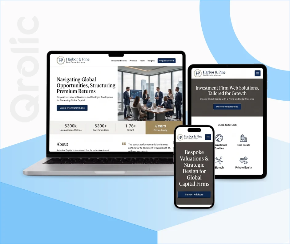 Web Design That Builds Trust for Financial Consultants Investment consultant website design and development services hero image by Qrolic