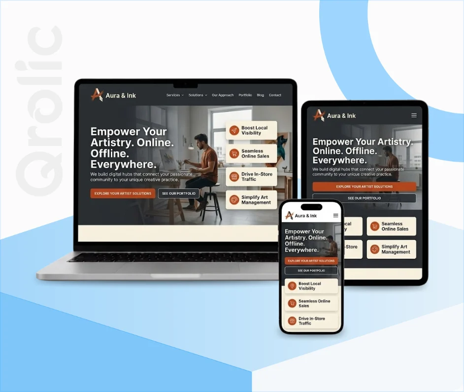Local artists website design and development services with portfolio gallery and commission tools