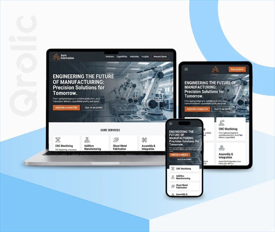 Manufacturing Website Design and Development Services Manufacturing website design and development services showing product catalogs and secure B2B portals