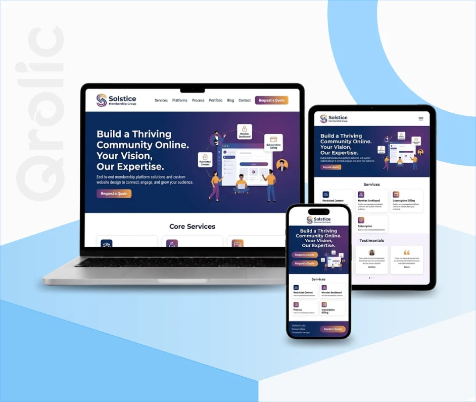 Membership Platform Website Design and Development Services Membership platform website design and development services showing member dashboards and subscription billing