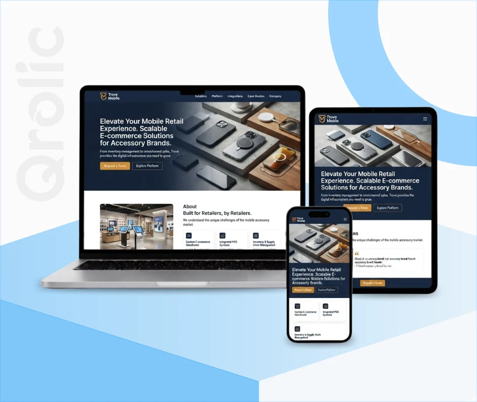 Mobile accessory store website design and development services showing a mobile-first ecommerce storefront

