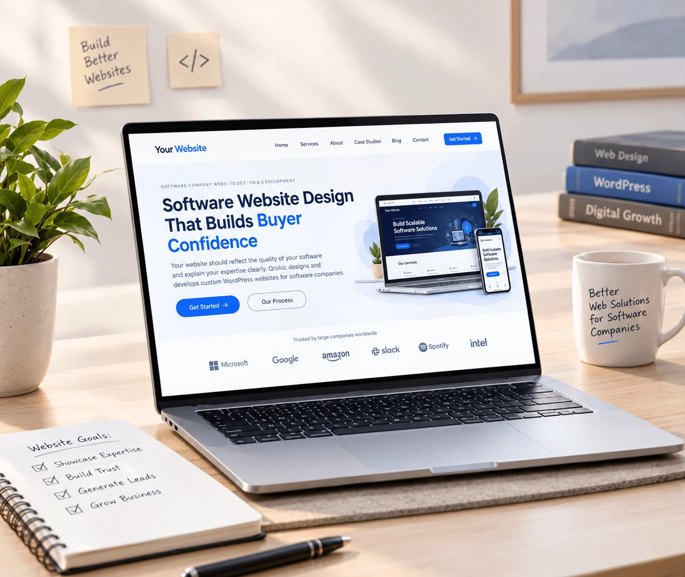 Software Company Website Design & Development Service Software website design showing a custom WordPress website that explains a software company's services and expertise